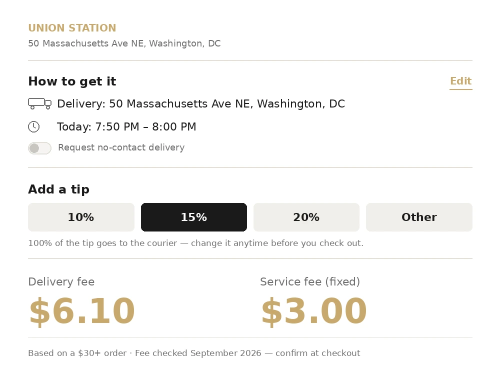 Sashimi DC delivery cart view example near Union Station